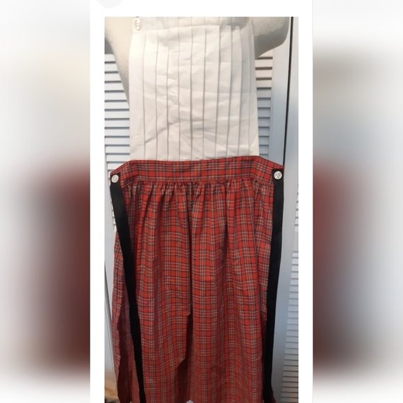 VTG JG HOOK RITZ pleated front bib apron plaid skirt cottagecore coastal S - Picture 10 of 12